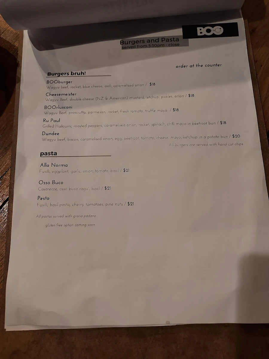Menu, BOOtoo