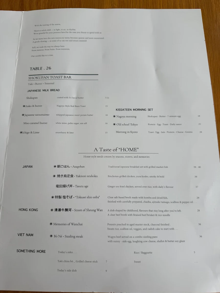 Menu, Coracle