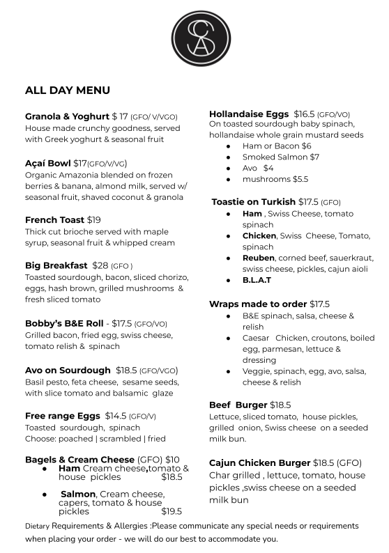 Menu, Sketch Coffee & Art