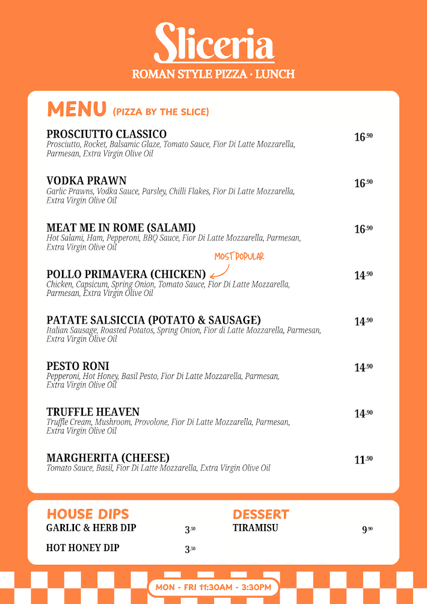Menu, Sliceria