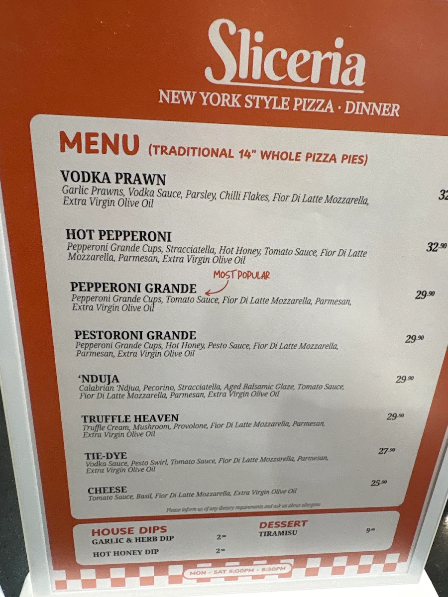 Menu, Sliceria