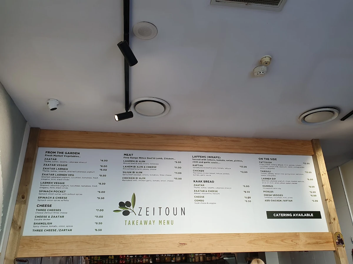 Menu, Zeitoun Bakery