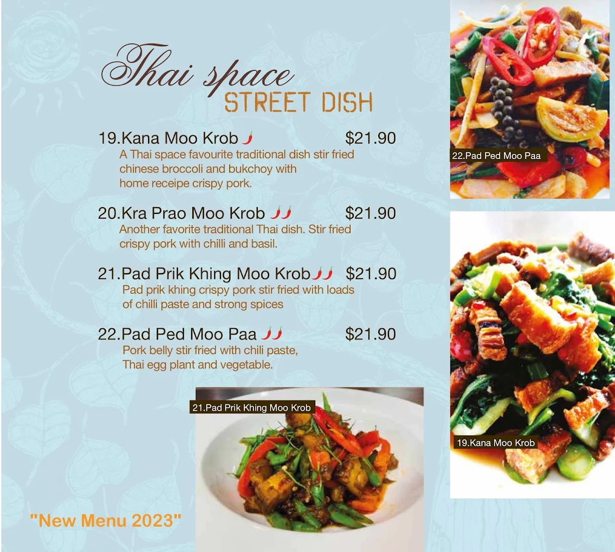 Menu, Thai Space