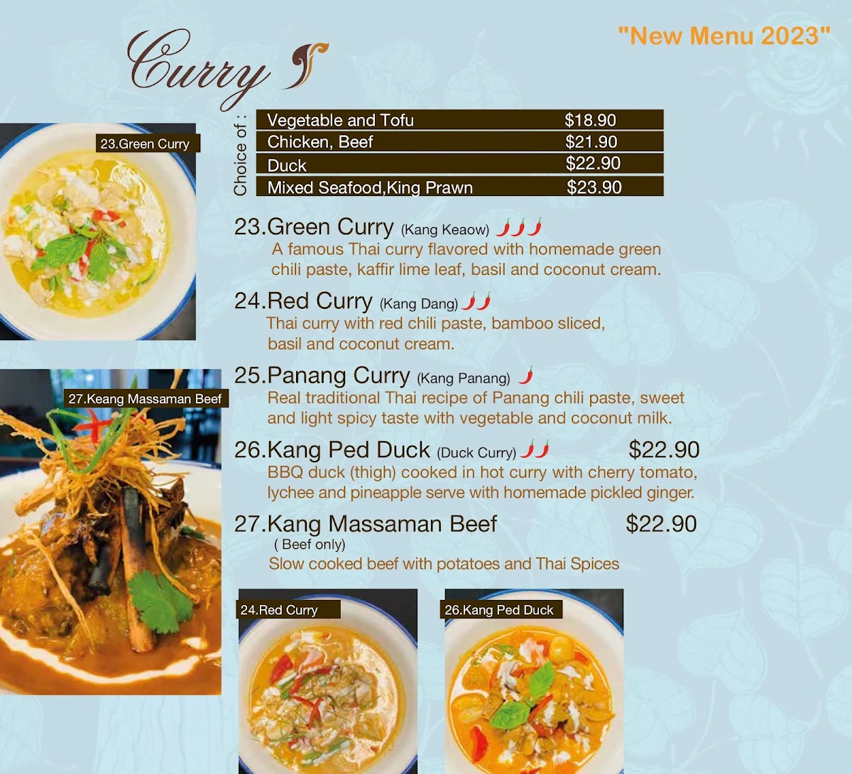 Menu, Thai Space