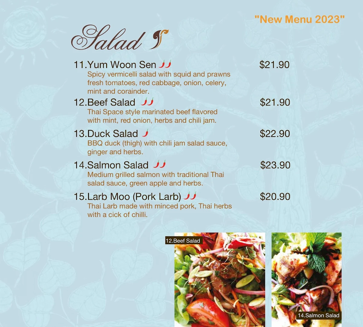 Menu, Thai Space