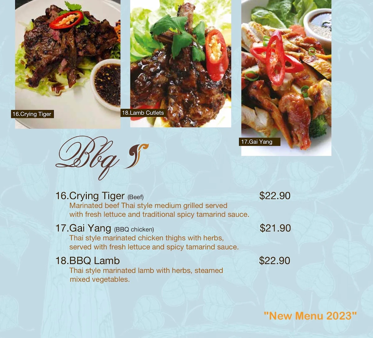 Menu, Thai Space