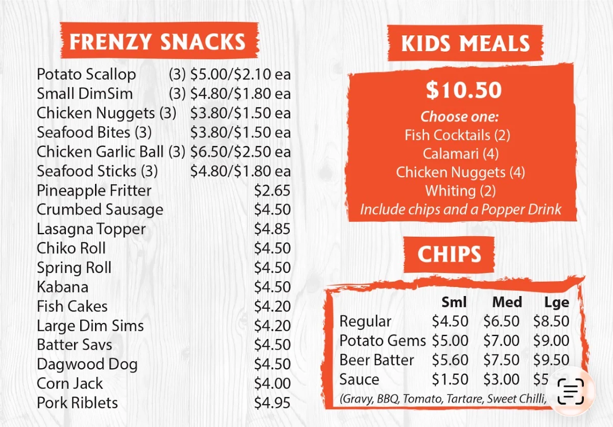 Menu, Feed N Frenzy