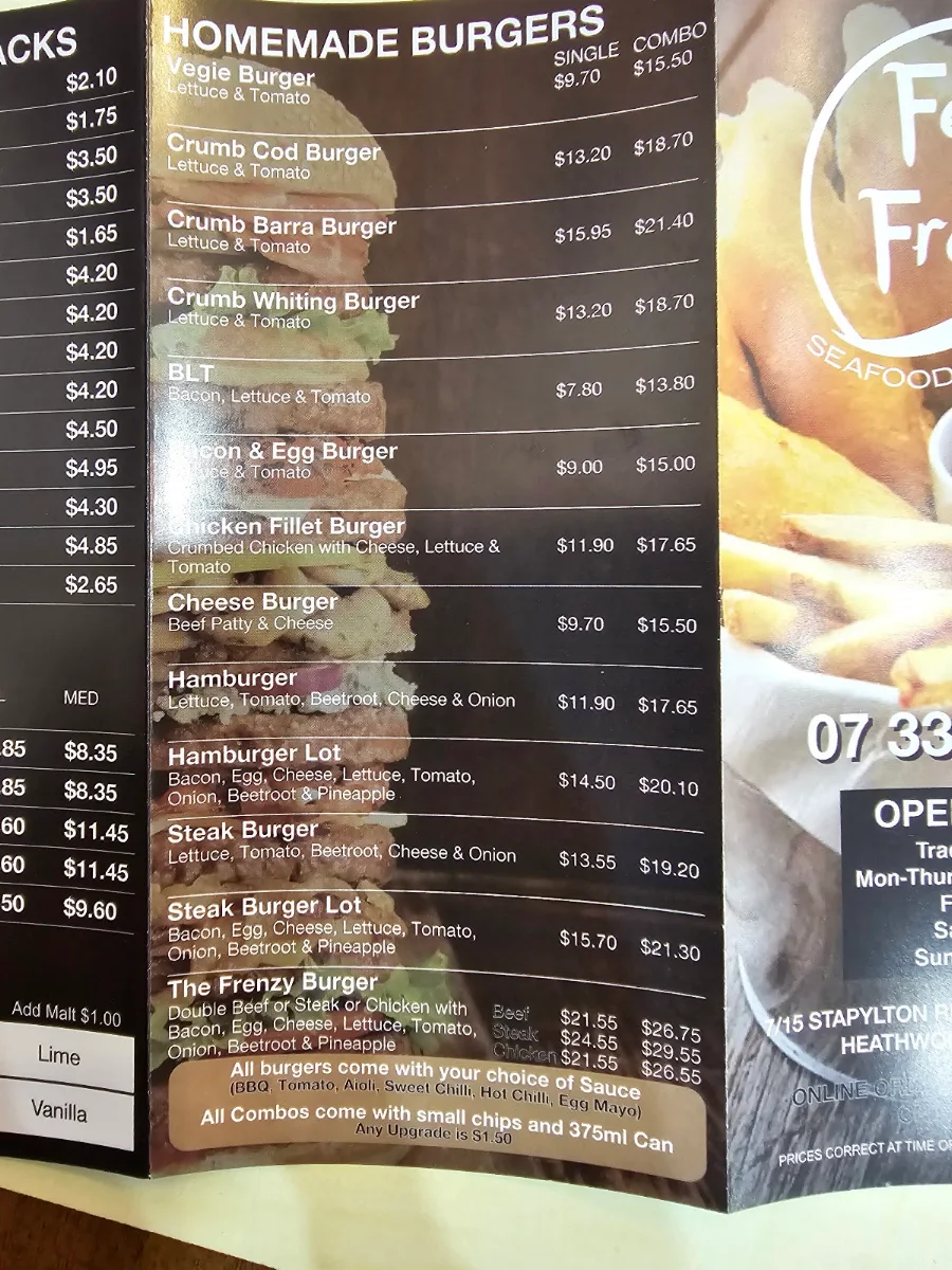 Menu, Feed N Frenzy