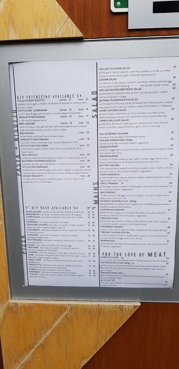 Menu, Degani