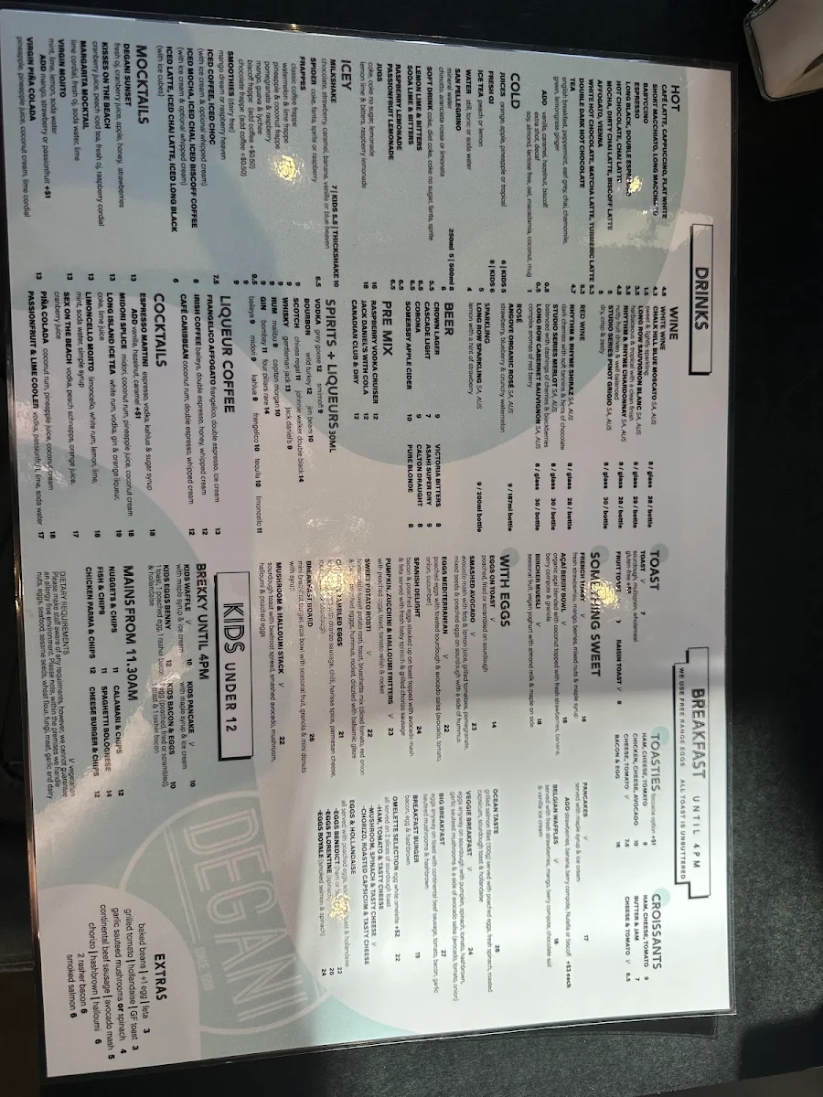 Menu, Degani