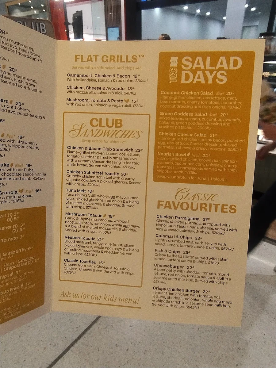 Menu, The Coffee Club