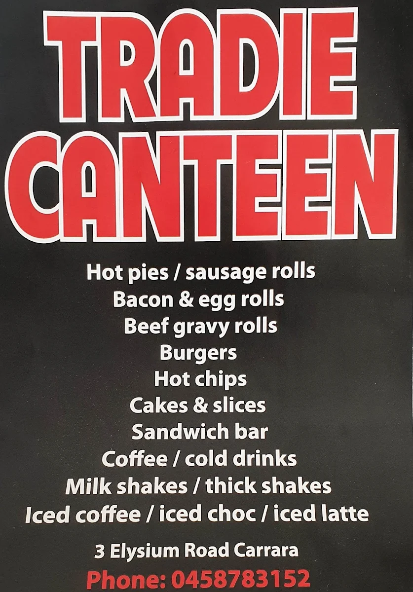 Menu, TRADIE CANTEEN