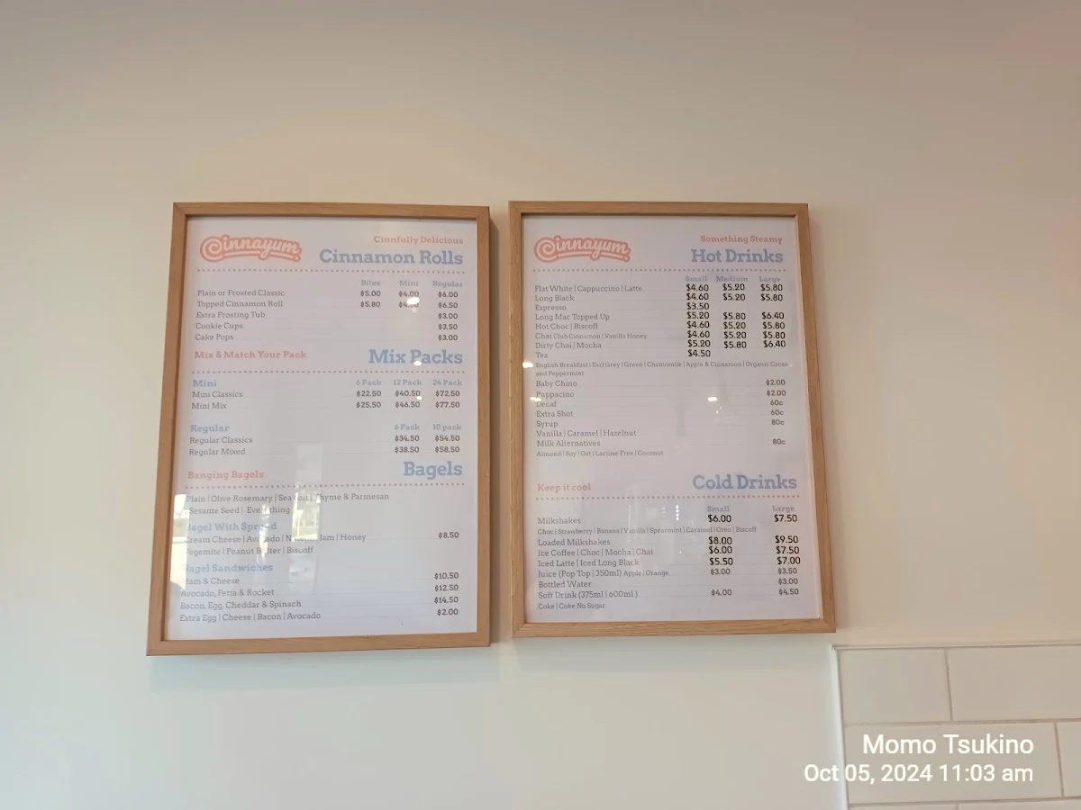 Menu, Cinnayum