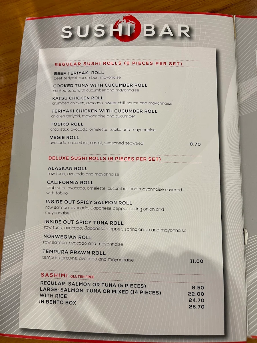 Menu, Tao Café Whitfords