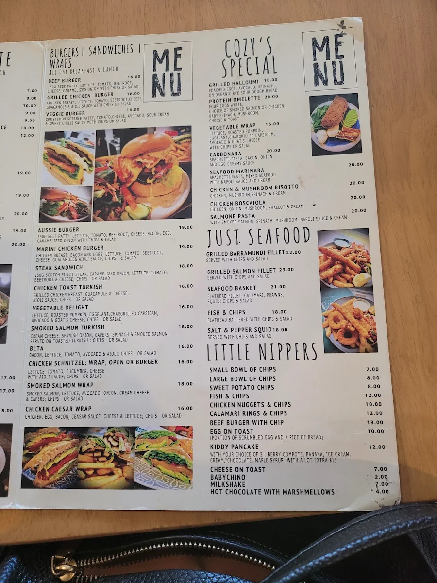 Menu, Cozy Corner