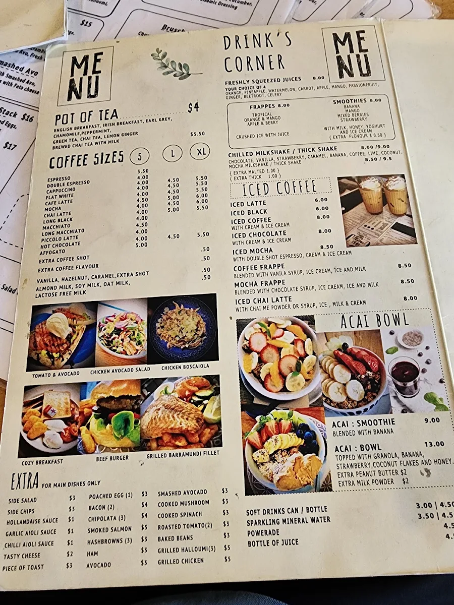 Menu, Cozy Corner