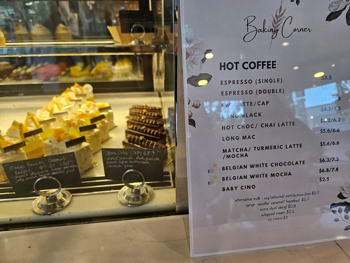 Menu, The Baking Corner