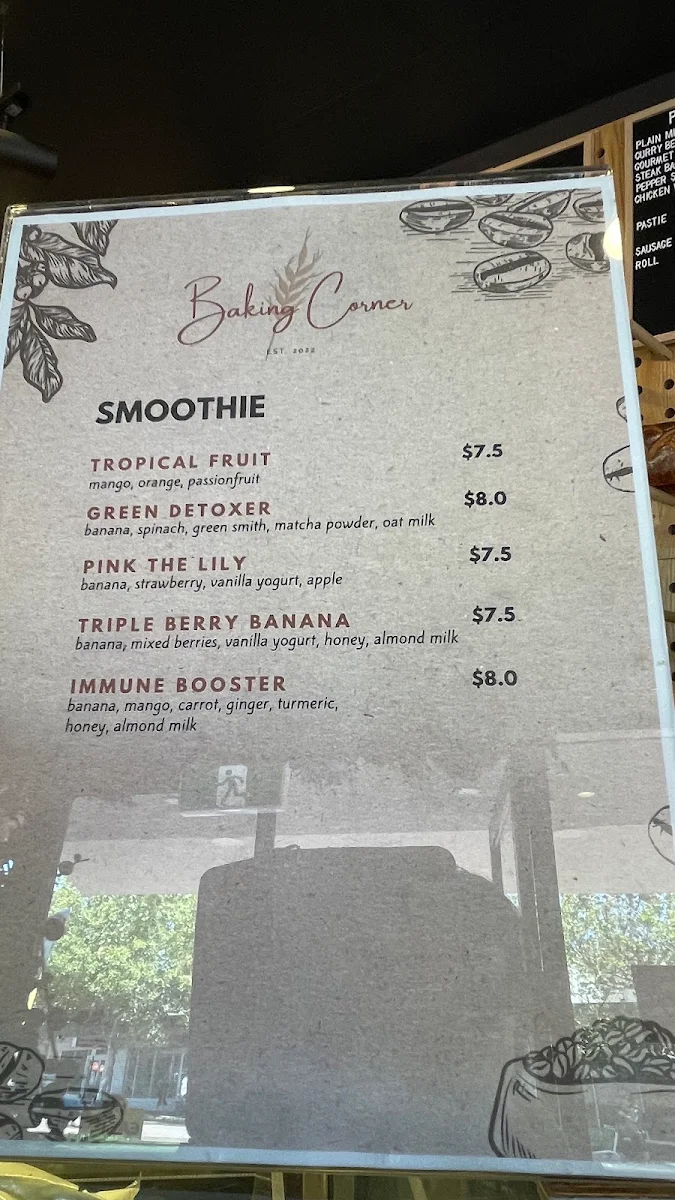 Menu, The Baking Corner