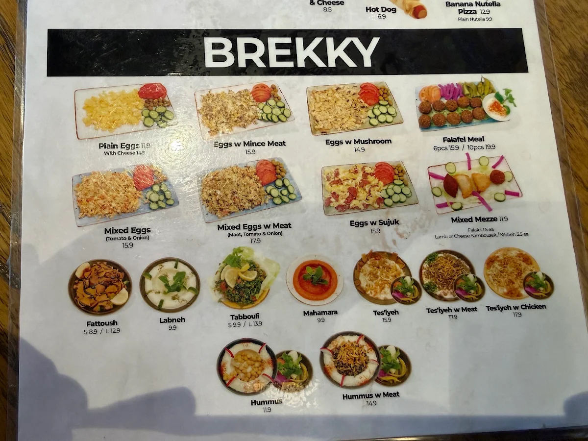 Menu, ZetandZaatar Bakery
