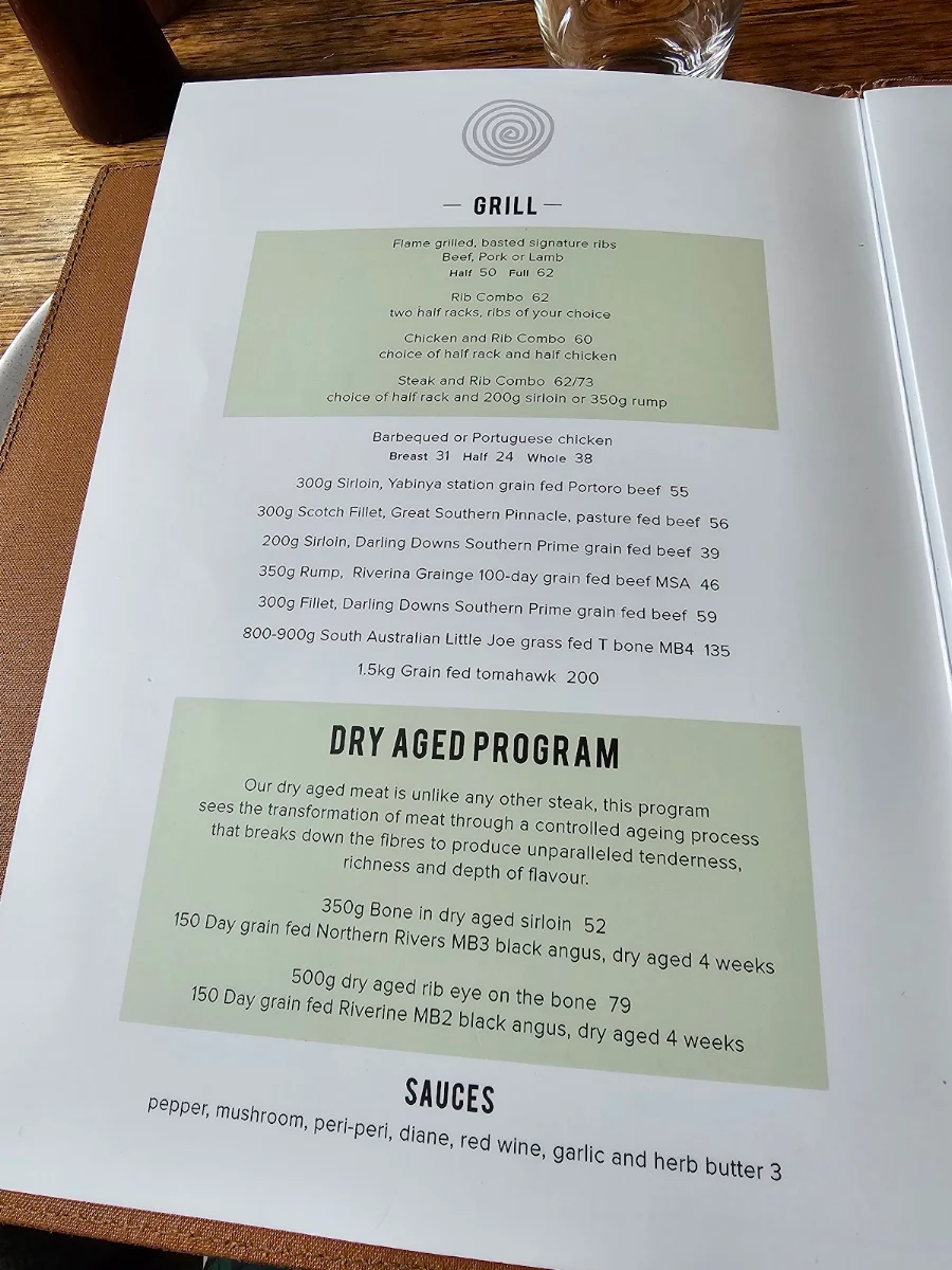 Menu, Hurricane's Grill & Bar