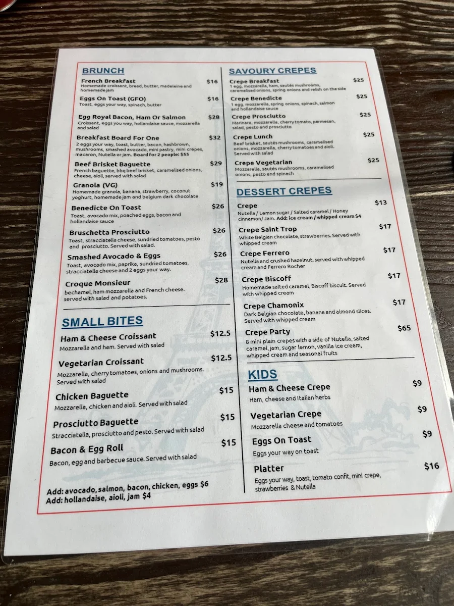Menu, Praline Cafe & Patisserie