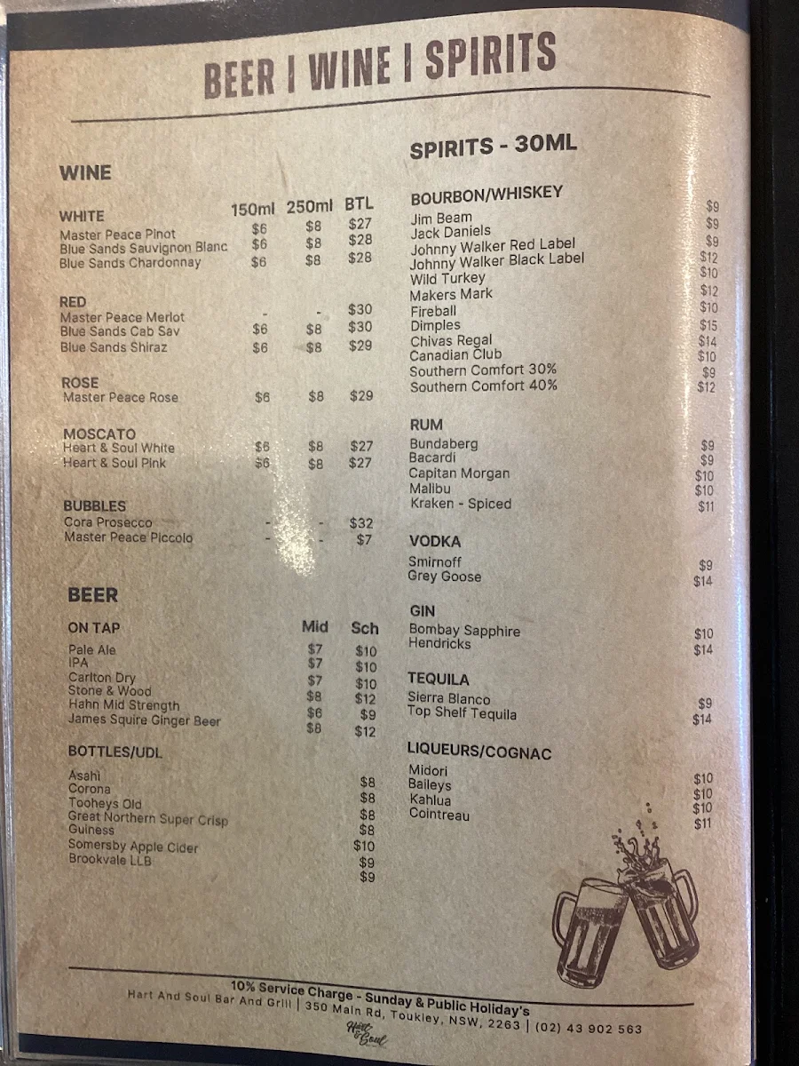 Menu, Hart & Soul Bar and Grill