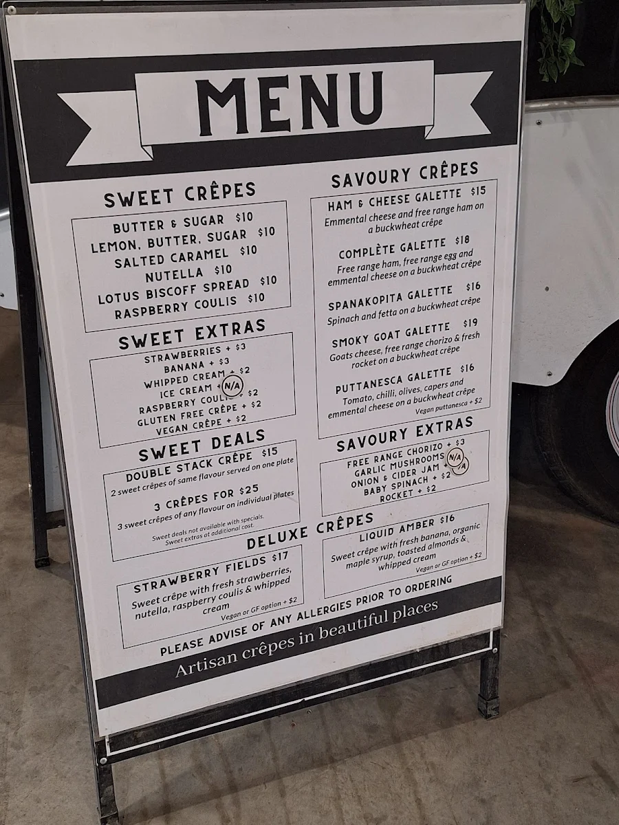 Menu, Little Yarra Crêperie