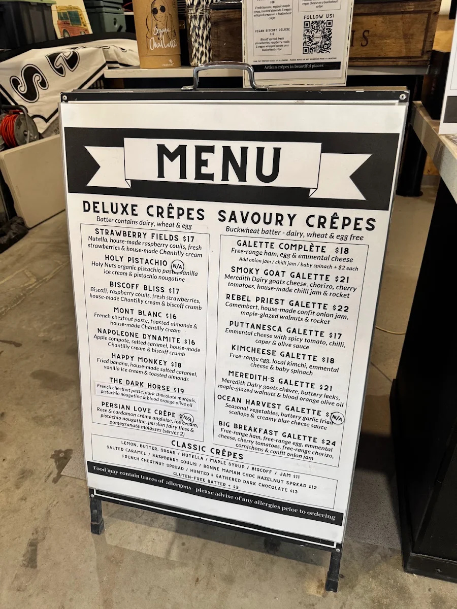 Menu, Little Yarra Crêperie