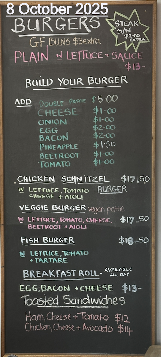 Menu, Port Campbell Takeaway