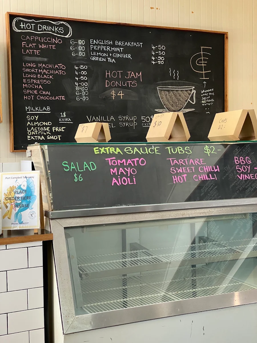 Menu, Port Campbell Takeaway
