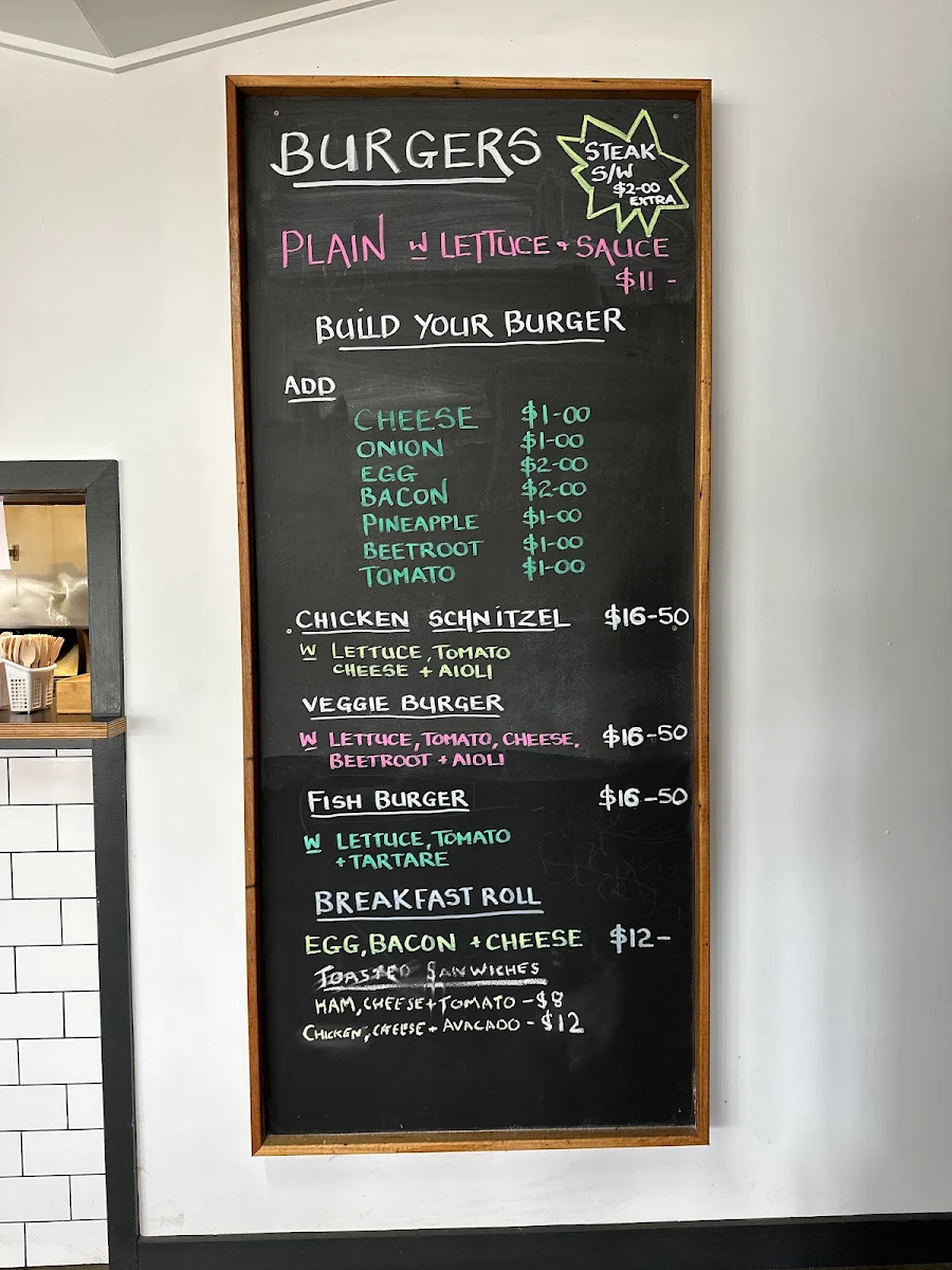 Menu, Port Campbell Takeaway