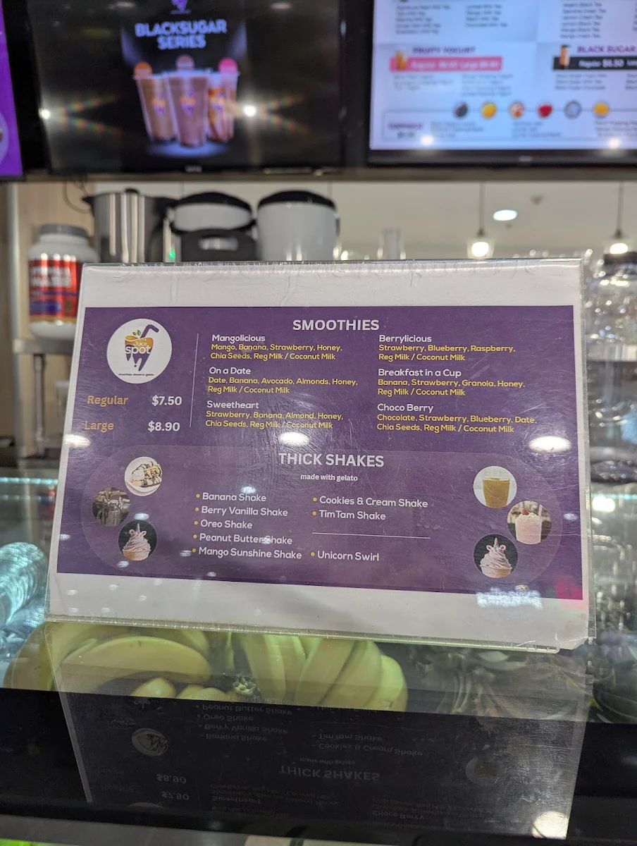 Menu, Juice Spot & Bubble Tea Seven Hills
