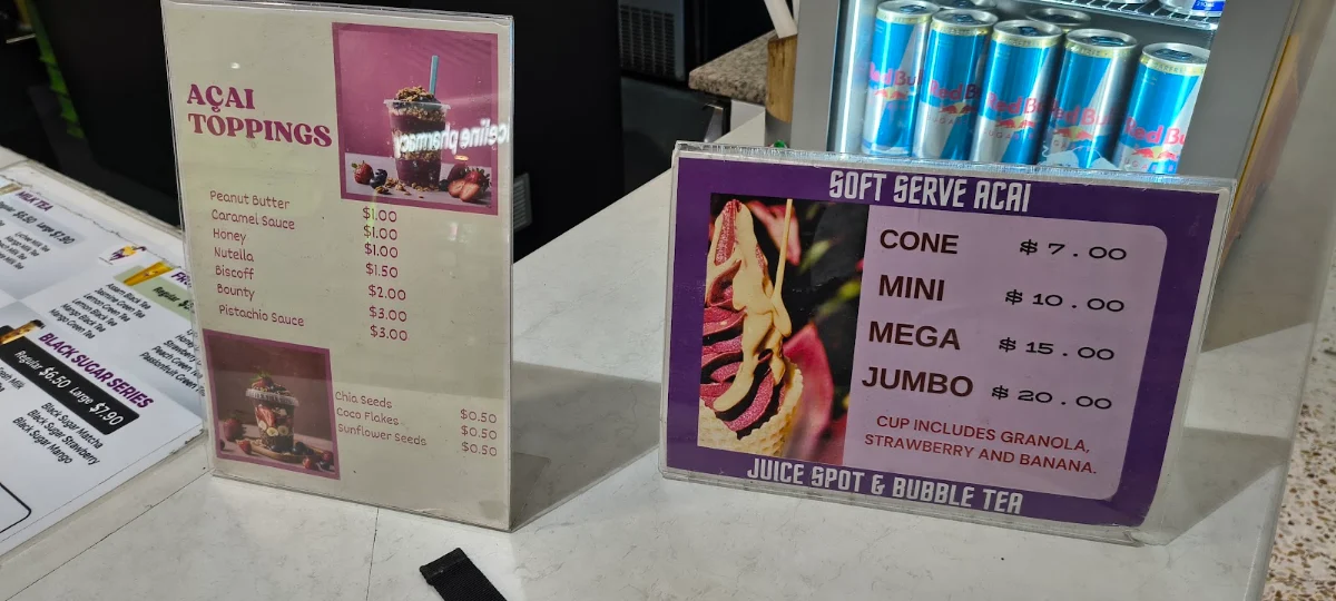 Menu, Juice Spot & Bubble Tea Seven Hills