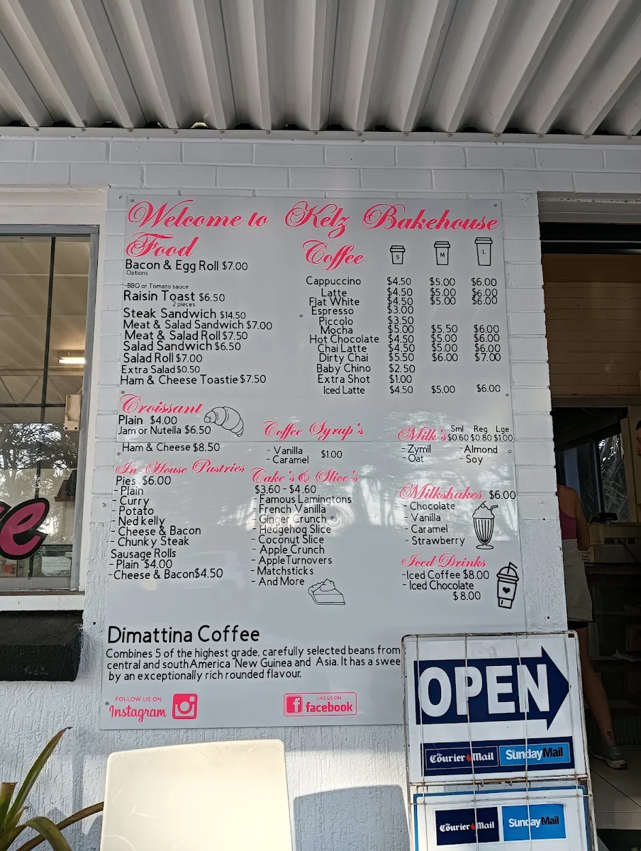 Menu, Kelz Bakehouse