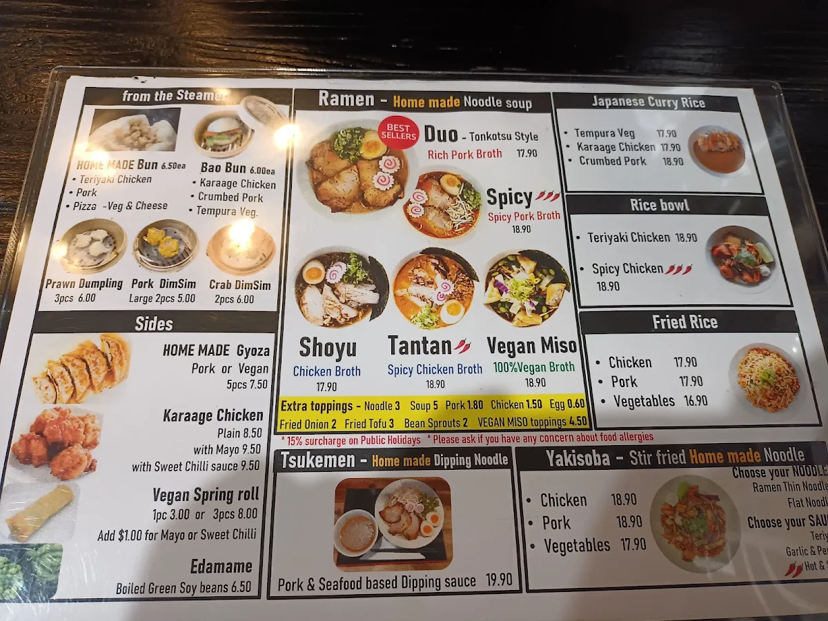 Menu, Ramen Street @ Cairns Central Shopping Centre