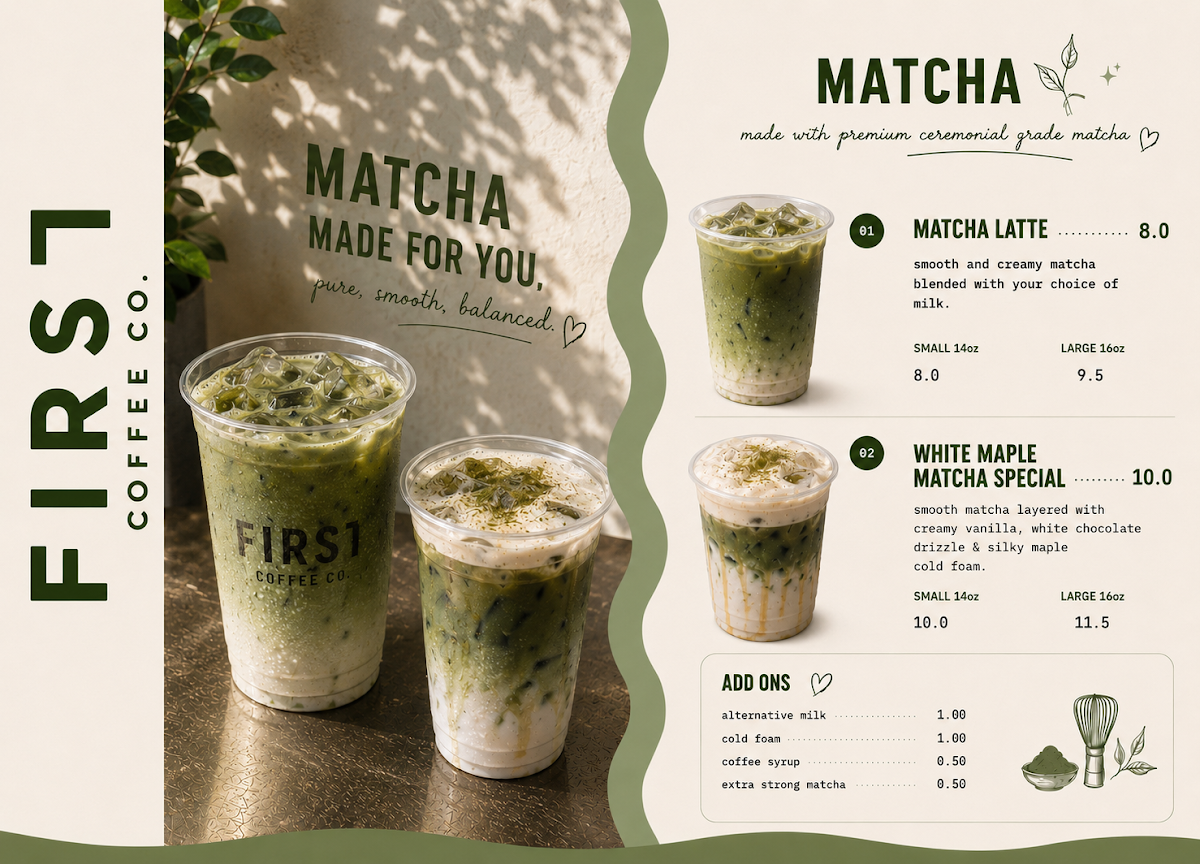 Menu, First Coffee Co Cleveland