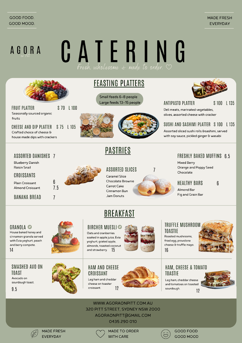 Menu, Agora On Pitt