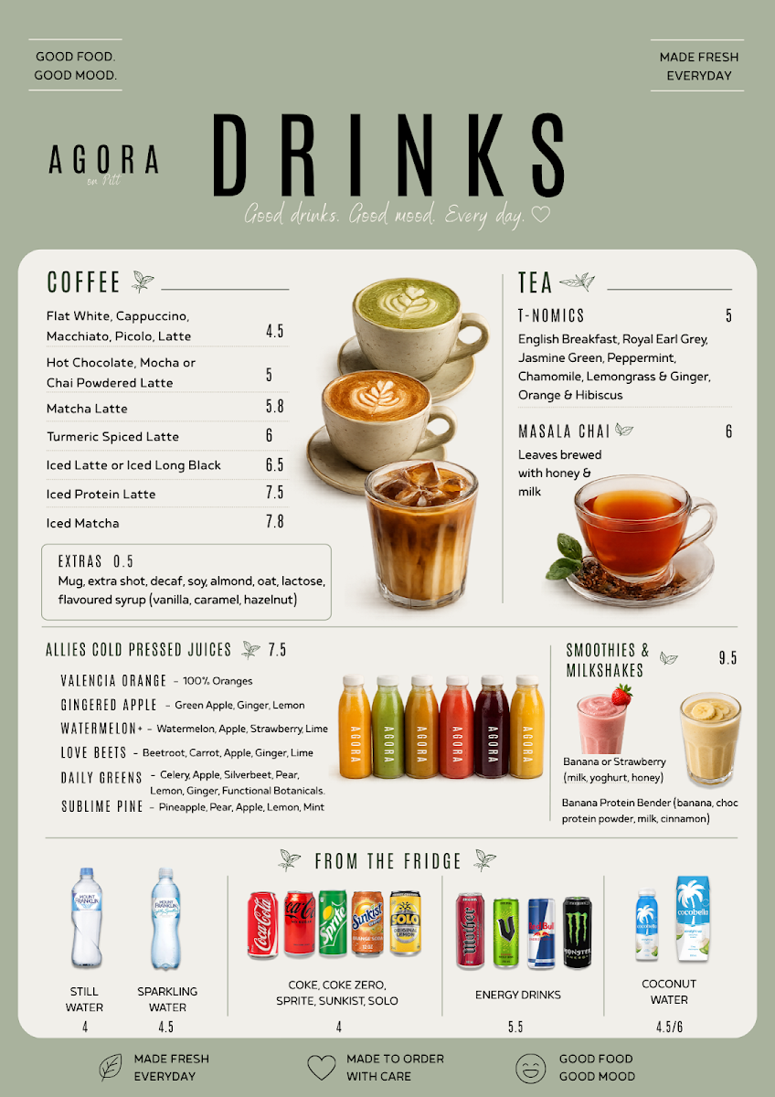 Menu, Agora On Pitt