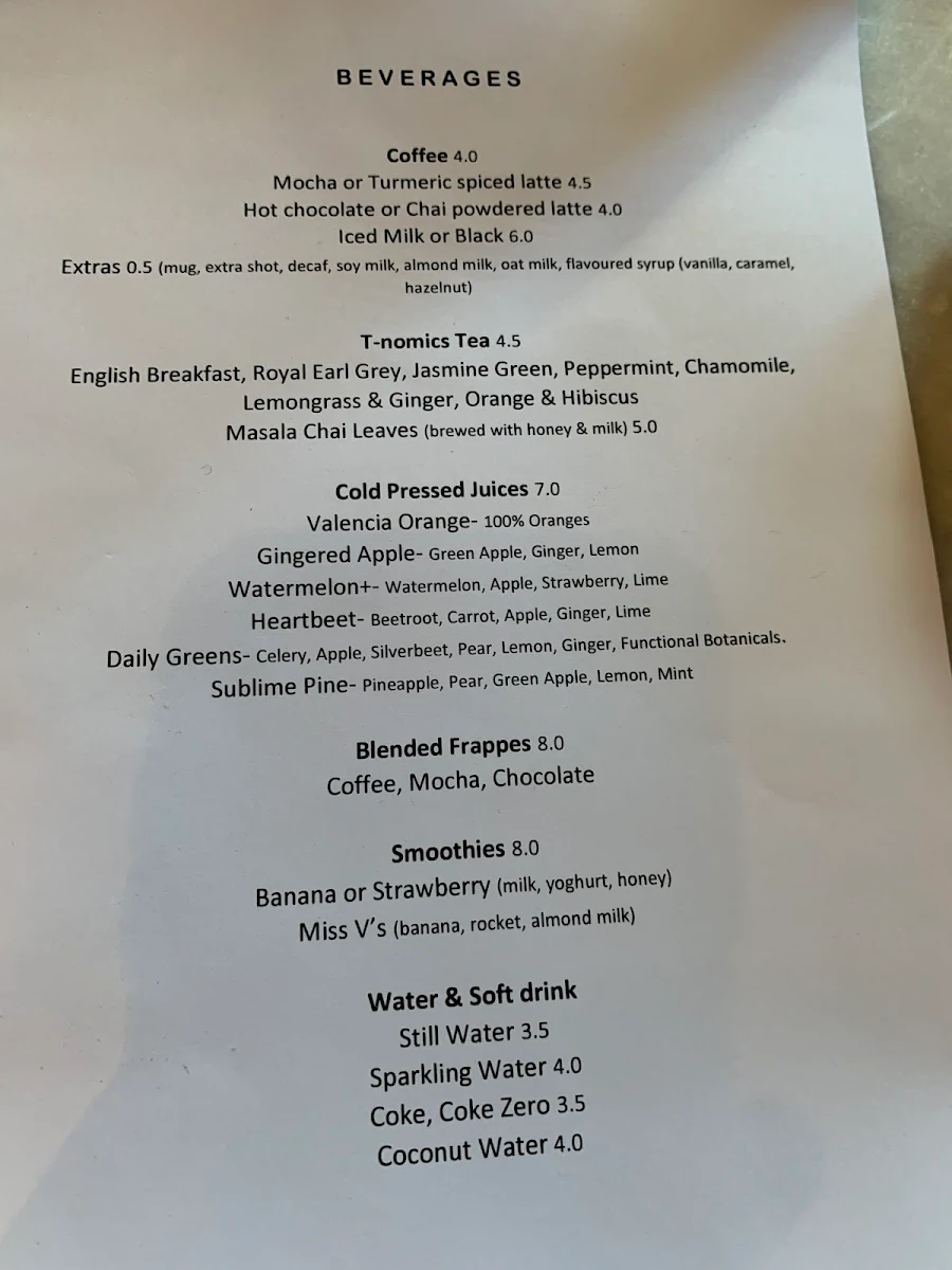 Menu, Agora On Pitt