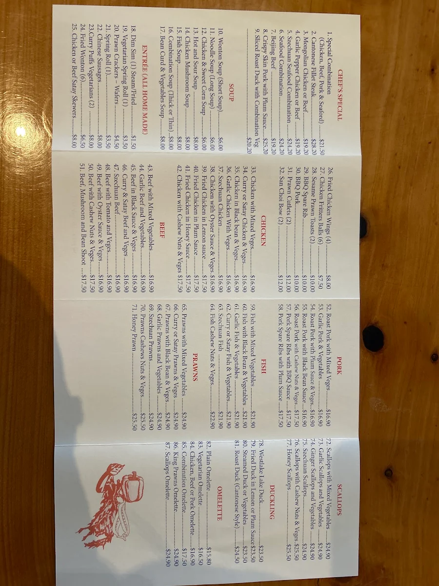 Menu, Kim & Li Chinese & Thai Restaurant