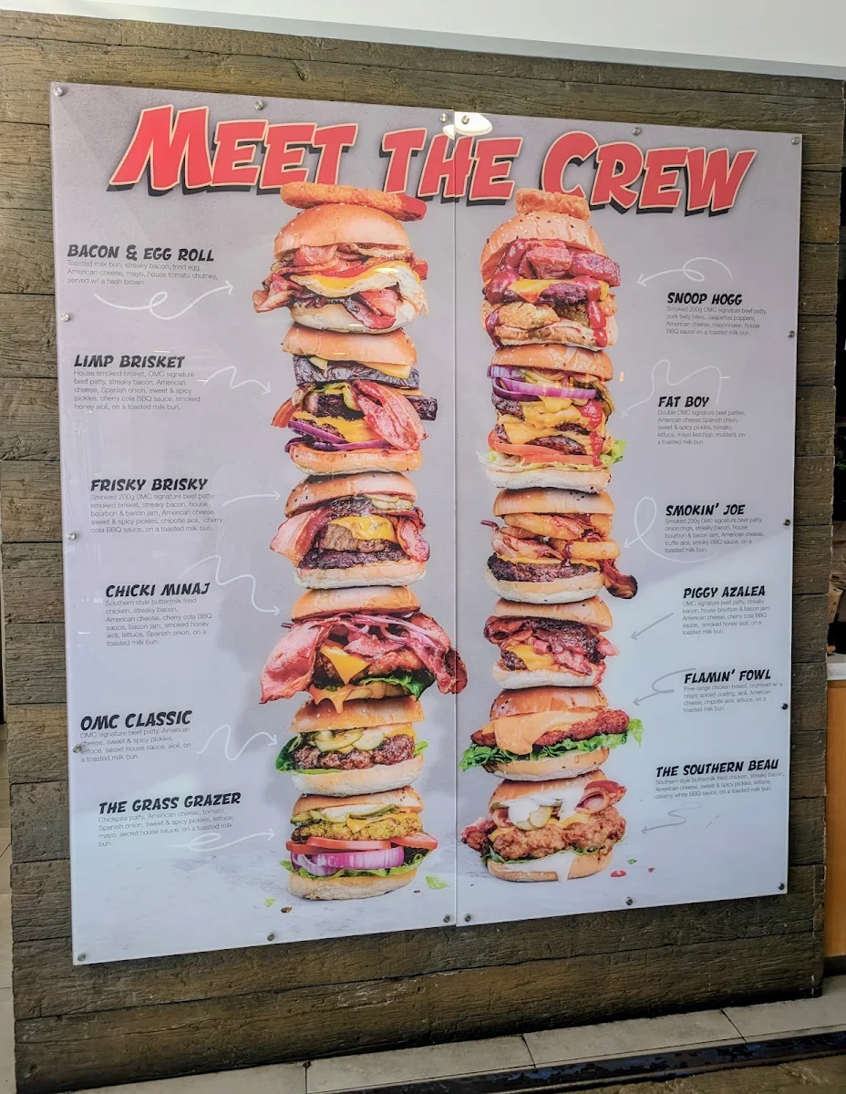 Menu, OMC Burgers & Bar