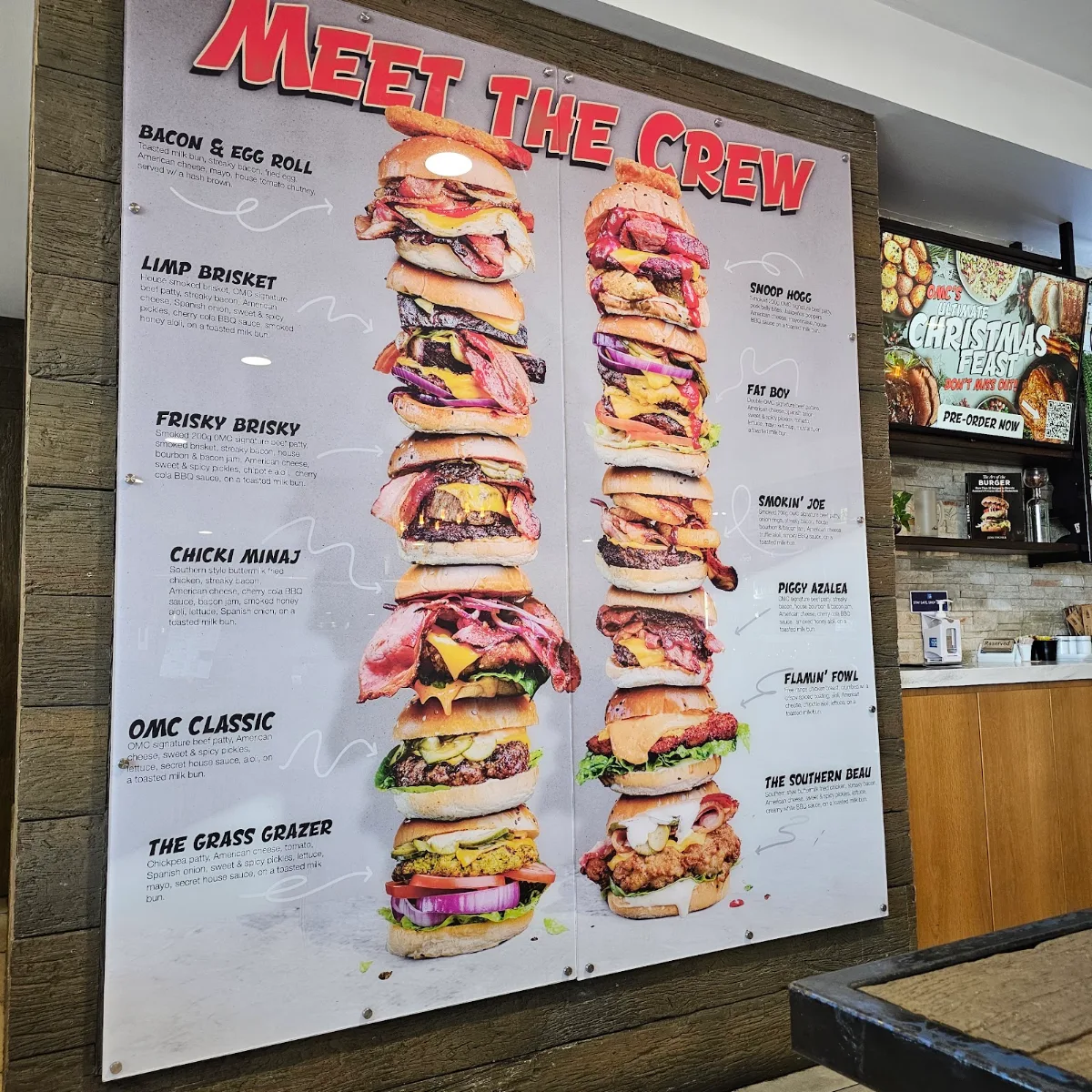 Menu, OMC Burgers & Bar