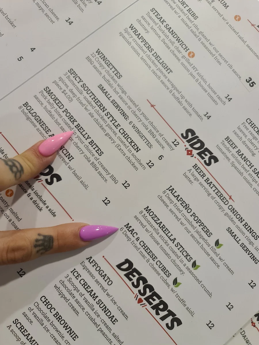 Menu, OMC Burgers & Bar