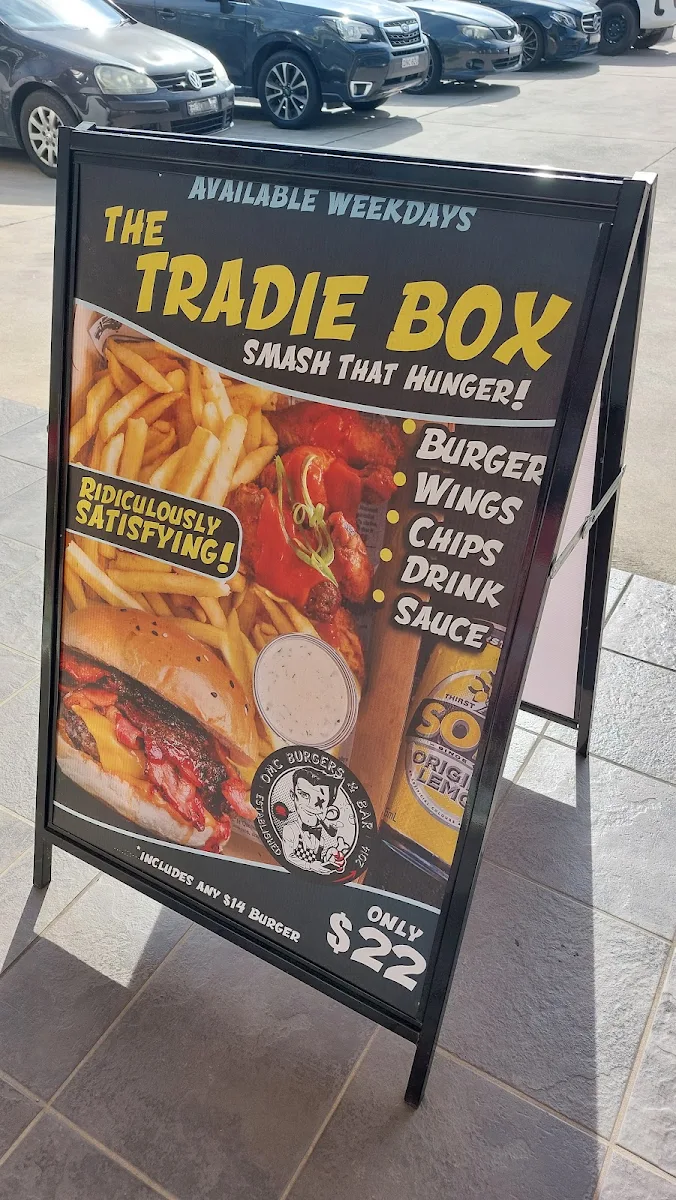 Menu, OMC Burgers & Bar