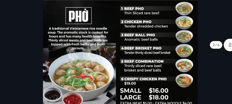 Menu, Jen’s Viet Cafe