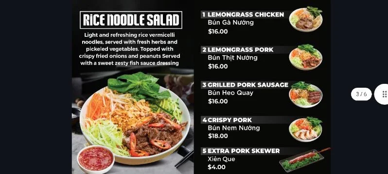 Menu, Jen’s Viet Cafe