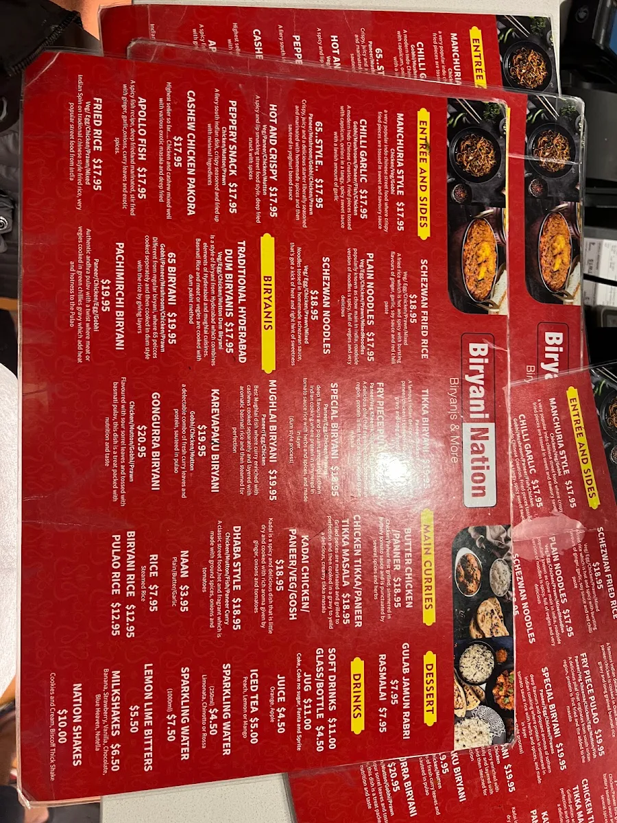 Menu, Biryani Nation Laverton