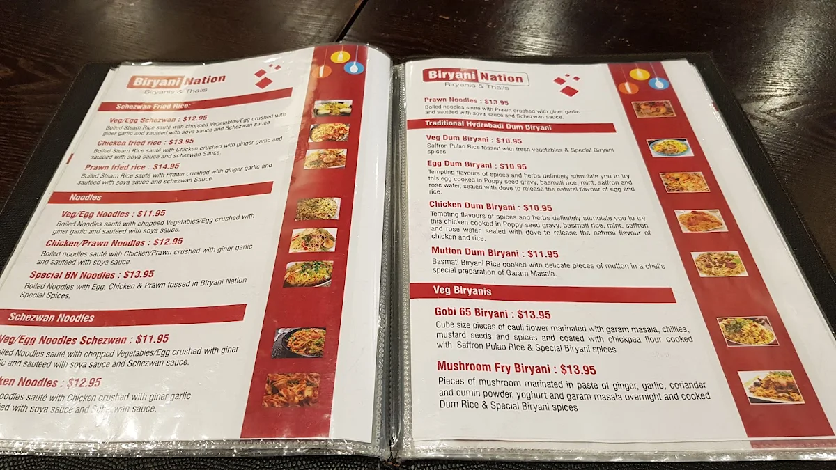 Menu, Biryani Nation Laverton