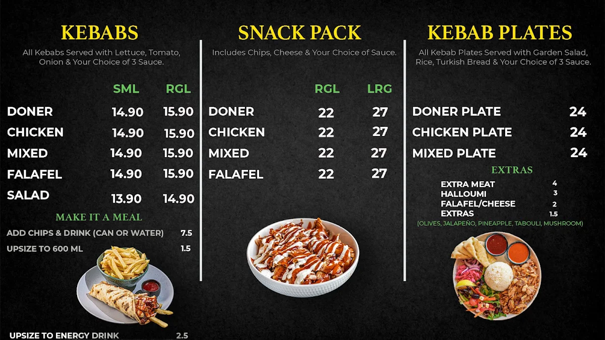 Menu, A LA TURK