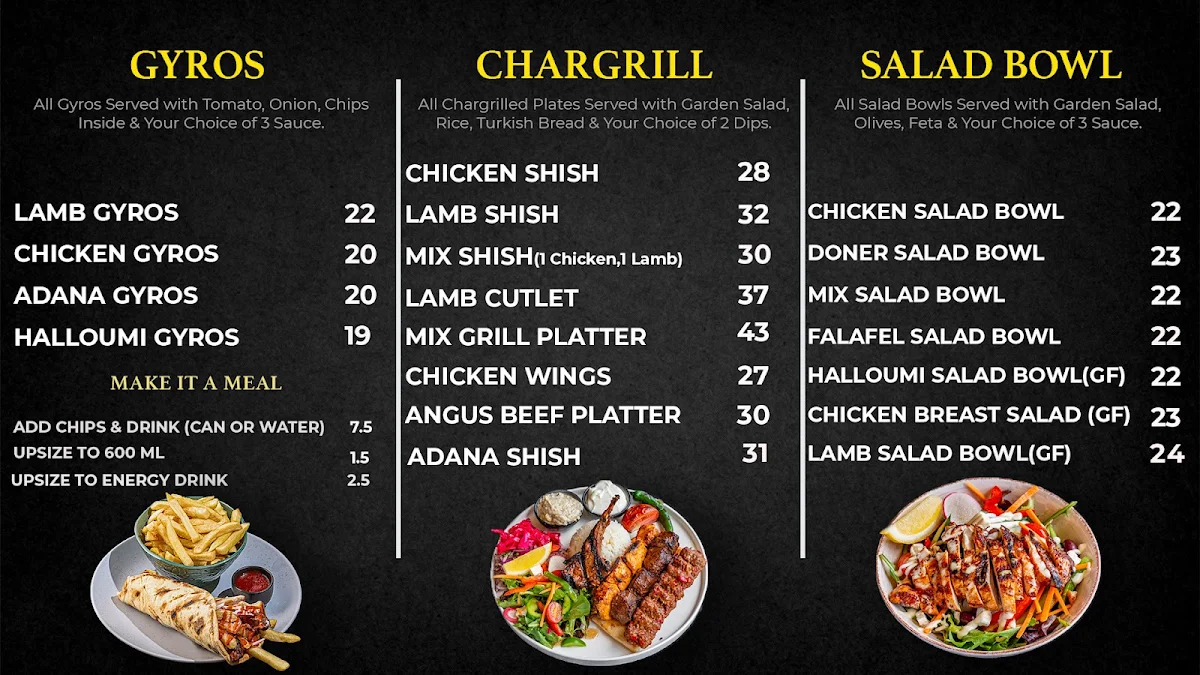 Menu, A LA TURK